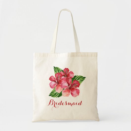Tote Bag Hibiscus rouge floral de Bridesmaid (Devant)