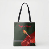 Tote Bag Hibiscus Rouge tropical Fleur Dramatique Noir (Devant)