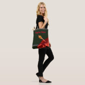 Tote Bag Hibiscus Rouge tropical Fleur Dramatique Noir (Sur le modèle)