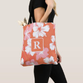 Tote Bag Hibiscus tropical Monogramme personnalisé (De près)