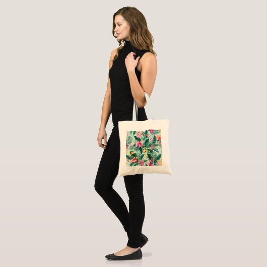 Tote Bag Hibiscus tropicaux : Motif Floral sans joint (Devant (modèle))