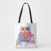 Tote Bag Hibou coloré (Devant)