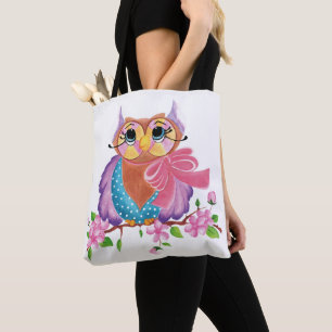 Tote Bag Hibou coloré