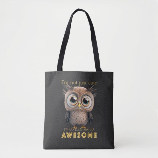 Tote Bag Hibou Concentré Awesome mignon adorable Citation d (Devant)