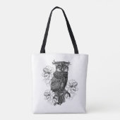 Tote Bag Hibou gris Orchidées blanches (Dos)