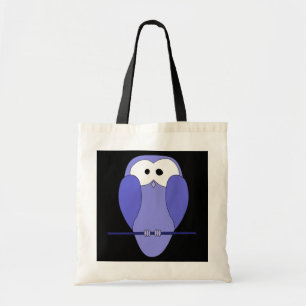Tote Bag Hibou la nuit. Bleu, noir