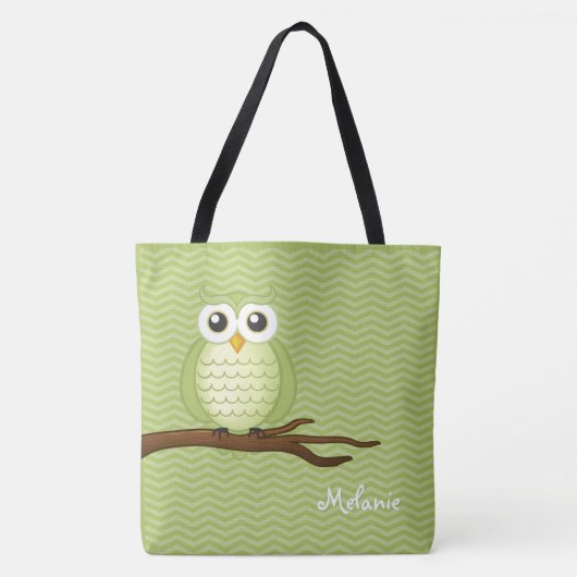 Tote Bag Hibou mignon | Personalizble (Devant)