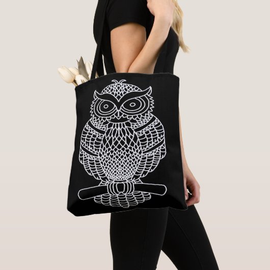 Tote Bag Hibou (noir) - Totalité (De près)