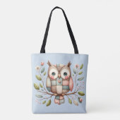 Tote Bag Hibou Patchwork dans une Forêt Fantaisiste (Dos)