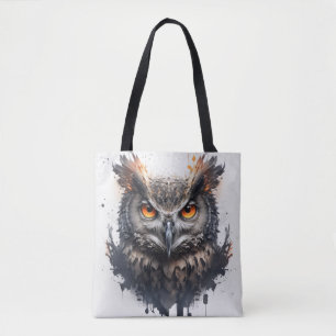 Tote Bag Hibou Portrait Animal Peinture Faune Extérieur Art