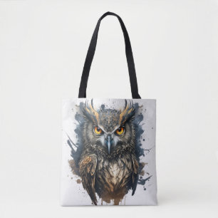 Tote Bag Hibou Portrait Animal Peinture Faune Extérieur Art
