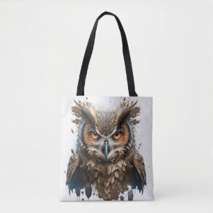 Tote Bag Hibou Portrait Animal Peinture Faune Extérieur Art