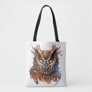 Tote Bag Hibou Portrait Animal Peinture Faune Extérieur Art