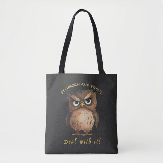 Tote Bag Hibou têtu Devoir Avec Il Mignonne adorable Drôle (Devant)