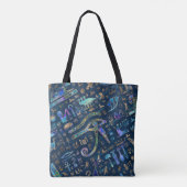Tote Bag Hiéroglyphes égyptiens Texture mixte Abstraite (Dos)