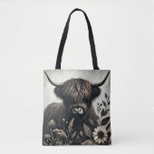 Tote Bag Highland Bull avec tournesol (Devant)