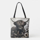 Tote Bag Highland Bull avec tournesol (Dos)