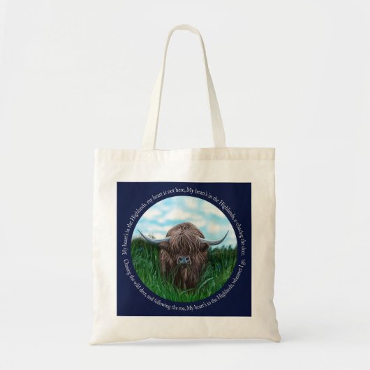 Tote Bag Highland Cow, My Heart's In The Highlands (Devant)