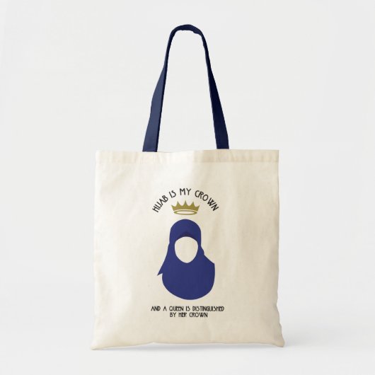 Tote Bag Hijab est ma couronne - HIJAB - BLEUE - SANS (Devant)