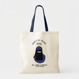 Tote Bag Hijab est ma couronne - NIQAB - BLEUE - des VERRES