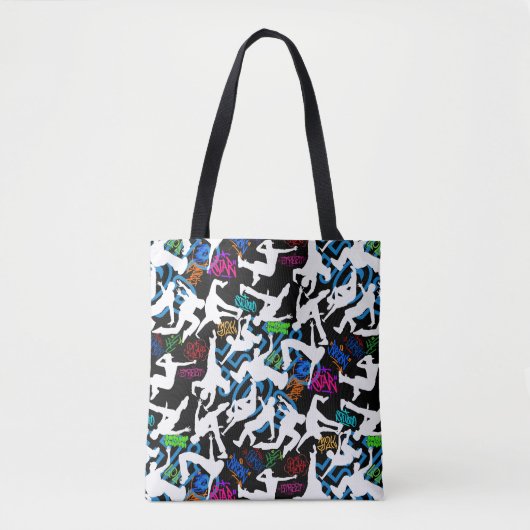 Tote Bag HipHop Dance Motif.w Black BG (Devant)