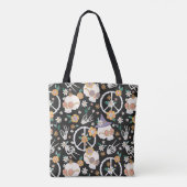 Tote Bag Hippie Halloween Skulls et Fleurs Motif (Dos)