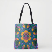 Tote Bag Hippie psychédélique orange et violet (Devant)