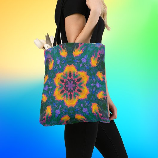 Tote Bag Hippie psychédélique orange et violet
