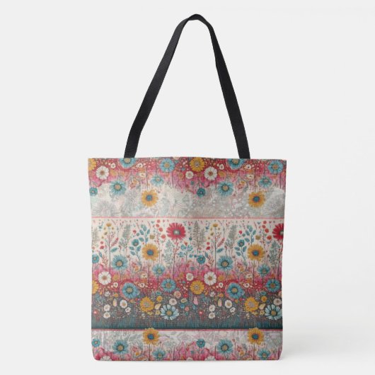Tote Bag Hippie rétro : Patchwork Garden Fourre-tout (Devant)