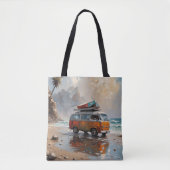 Tote Bag Hippie Van Seascape Voyageur Mood Art (Devant)