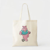 Tote Bag Hippo as Soccer player with Soccer.PNG (Devant)