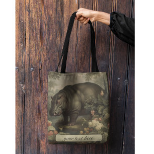 Tote Bag hippo botanique vintage, personnalisable
