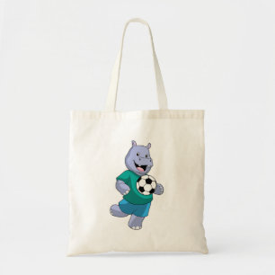 Tote Bag Hippo comme joueur de football avec Soccer