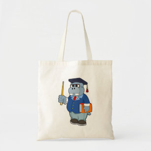 Tote Bag Hippo comme professeur avec livre