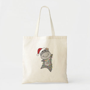 Tote Bag Hippo Merry Christmas Winter Animals Hippos Adult