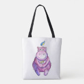 Tote Bag Hippo mignon violet blanc (Dos)
