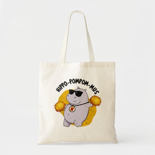 Tote Bag Hippo-pompom-mus drôle Animal Hippo Pun (Devant)