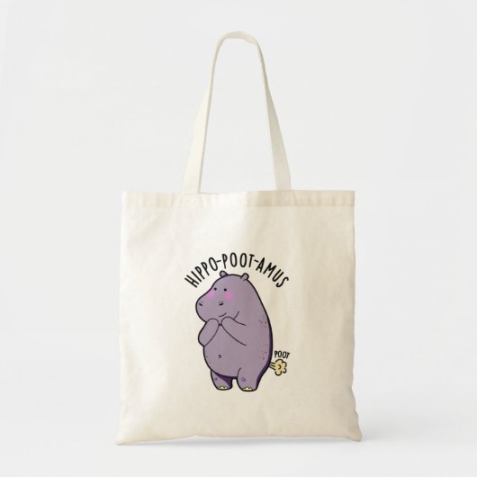 Tote Bag Hippo-poot-amus Drôle Farting Hippo Pun (Devant)