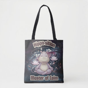 Tote Bag Hippo-position - Master of Calm Zen Design