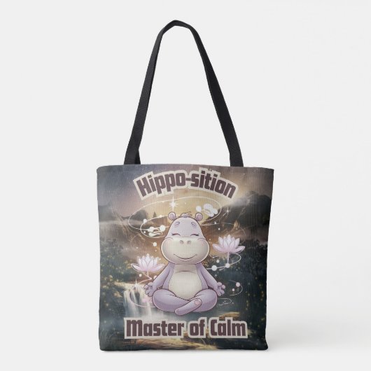 Tote Bag Hippo-position - Master of Calm Zen Design (Dos)