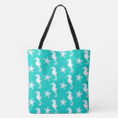 Tote Bag Hippocampe et étoiles de mer - blanc sur la (Dos)