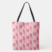 Tote Bag Hippocampe et étoiles de mer - nuances de corail r (Dos)