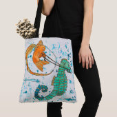 Tote Bag Hippocampe et poisson mignons (De près)
