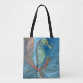 Tote Bag Hippocampe parmi les algues marines (Devant)