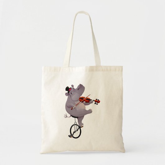 Tote Bag Hippopotame avec monocycle (Devant)