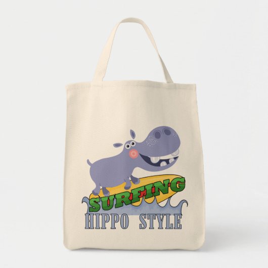Tote Bag Hippopotame de surfer (Devant)