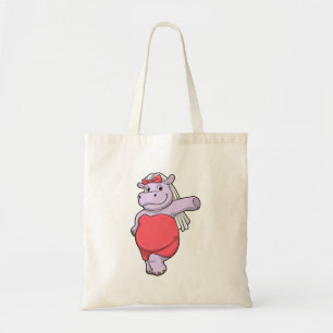 Tote Bag Hippopotame en mariée avec voile et nœud