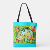 Tote Bag hippopotames et oiseaux aux couleurs vives (Dos)