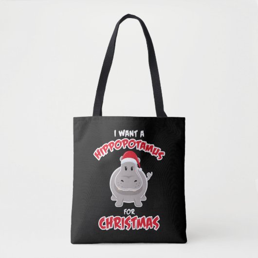 Tote Bag Hippopotamus For Christmas Venin (Devant)