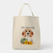 Tote Bag Hipster Beagle personnalisable Thanksgiving (Dos)
